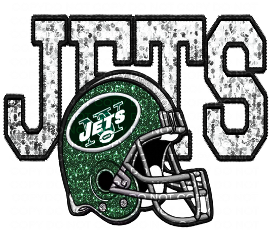 DTF Transfer • NYJ Football • Sequin Letters & Helmet