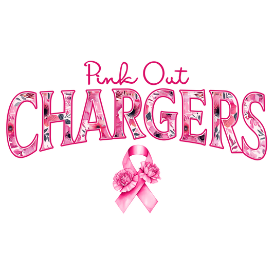 DTF Transfer • Chargers Football • Pink Out Floral + Ribbon