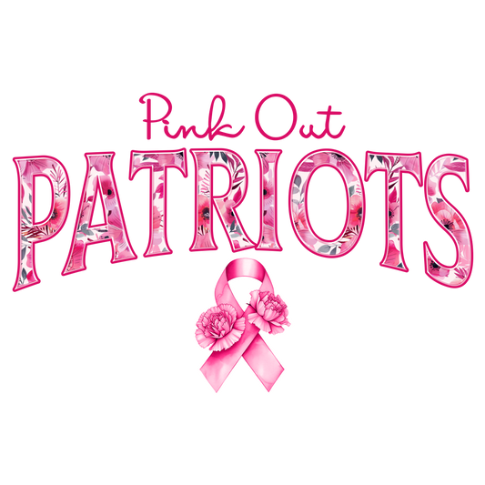DTF Transfer • Patriots Football • Pink Out Floral + Ribbon