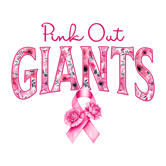 DTF Transfer • Giants Football • Pink Out Floral + Ribbon