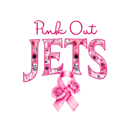 DTF Transfer • Jets Football • Pink Out Floral + Ribbon