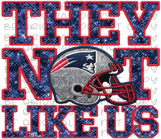 DTF Transfer • New England Football • They Not Like Us (sequins)