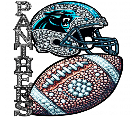 DTF Transfer • Carolina Football • Rhinestone Letters (stacked) + Helmet & Football