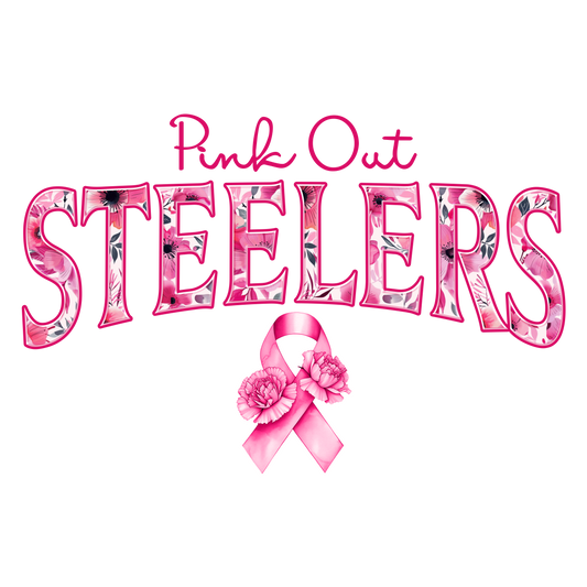 DTF Transfer • Pittsburgh Football • Pink Out Floral + Ribbon