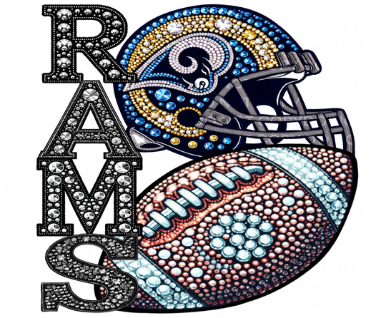 DTF Transfer • Los Angeles Football • Rhinestone Letters (stacked) + Helmet & Football