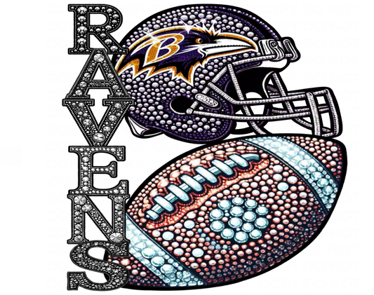 DTF Transfer • Baltimore Football • Rhinestone Letters (stacked) + Helmet & Football