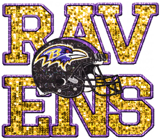 DTF Transfer • Baltimore Football • Sequin Letters & Helmet