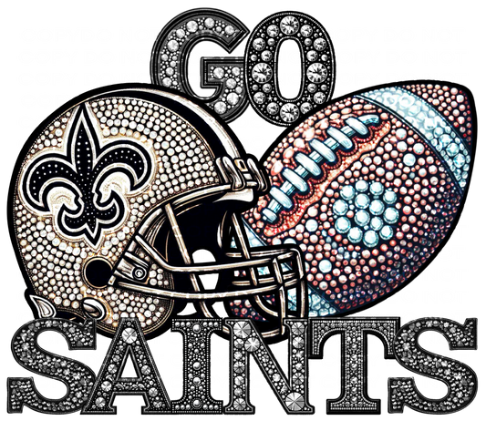 DTF Transfer • New Orleans Football • Rhinestone Letters (Go) + Helmet & Football