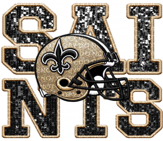 DTF Transfer • New Orleans Football • Sequin Letters & Helmet