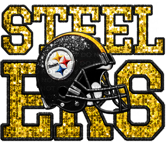 DTF Transfer • Pittsburgh Football • Sequin Letters & Helmet