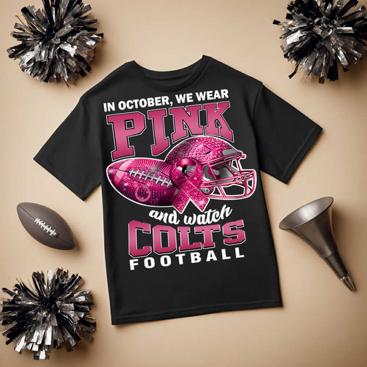 DTF Transfer • Indianapolis Football • October Pink Out Rhinestone + Helmet & Football