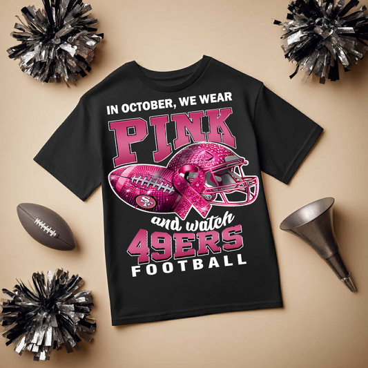 DTF Transfer • San Francisco Football • October Pink Out Rhinestone + Helmet & Football