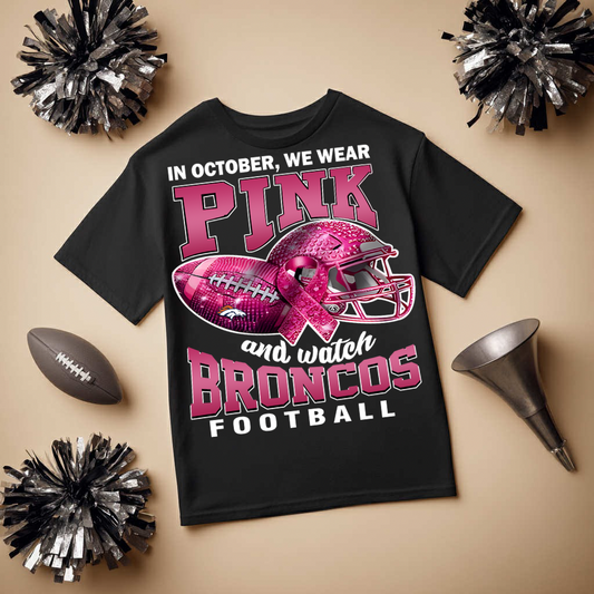 DTF Transfer • Denver Football • October Pink Out Rhinestone + Helmet & Football