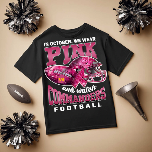 DTF Transfer • Washington Football • October Pink Out Rhinestone + Helmet & Football