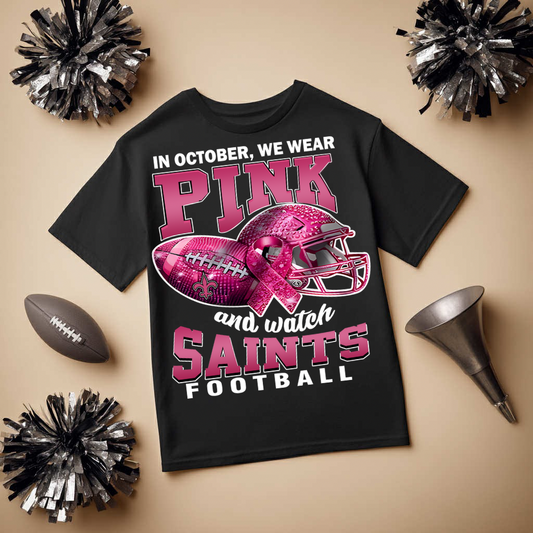 DTF Transfer • New Orleans Football • October Pink Out Rhinestone + Helmet & Football