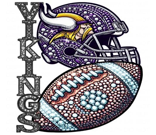 DTF Transfer • Minnesota Football • Rhinestone Letters (stacked) + Helmet & Football